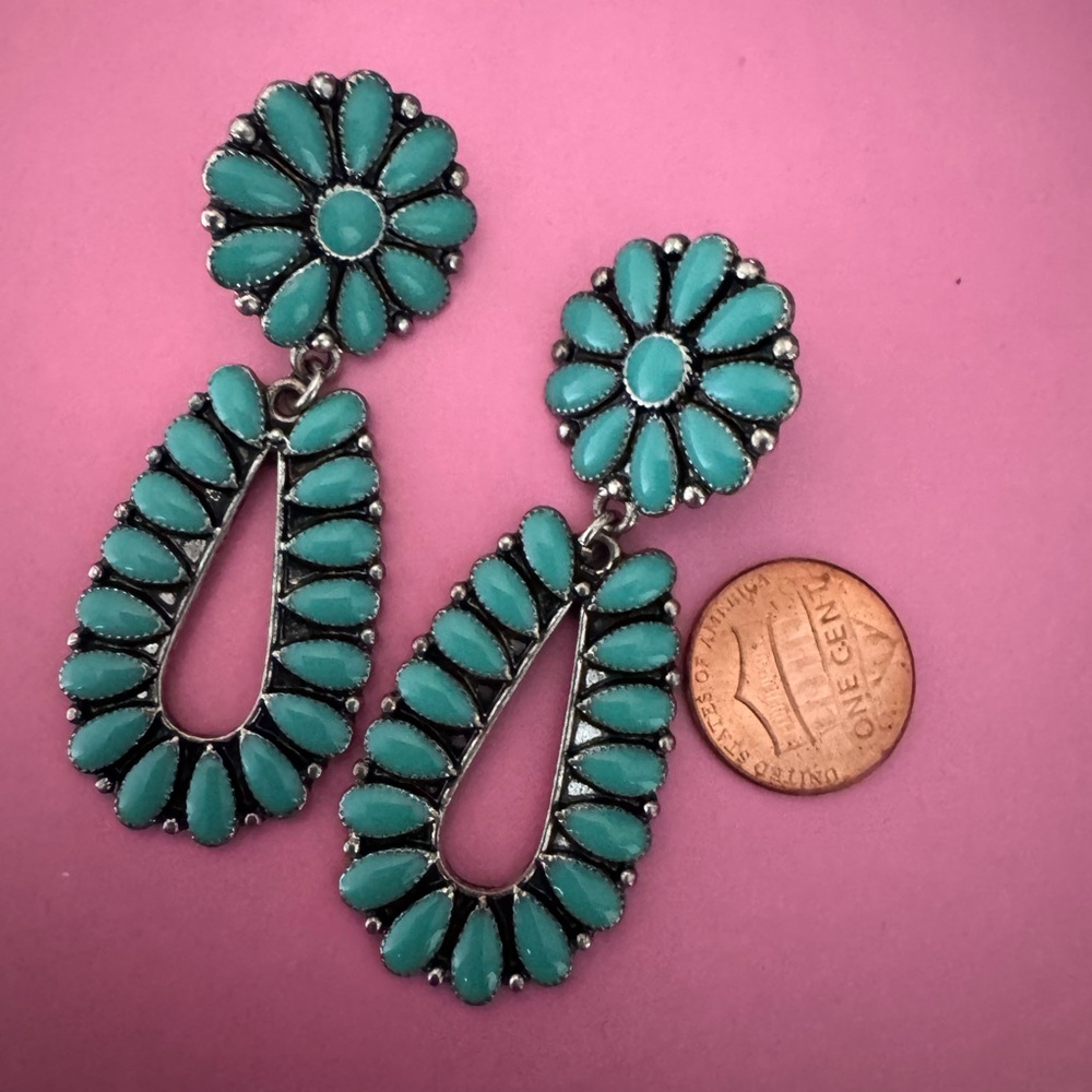 Faux Turquoise Drop Earrings